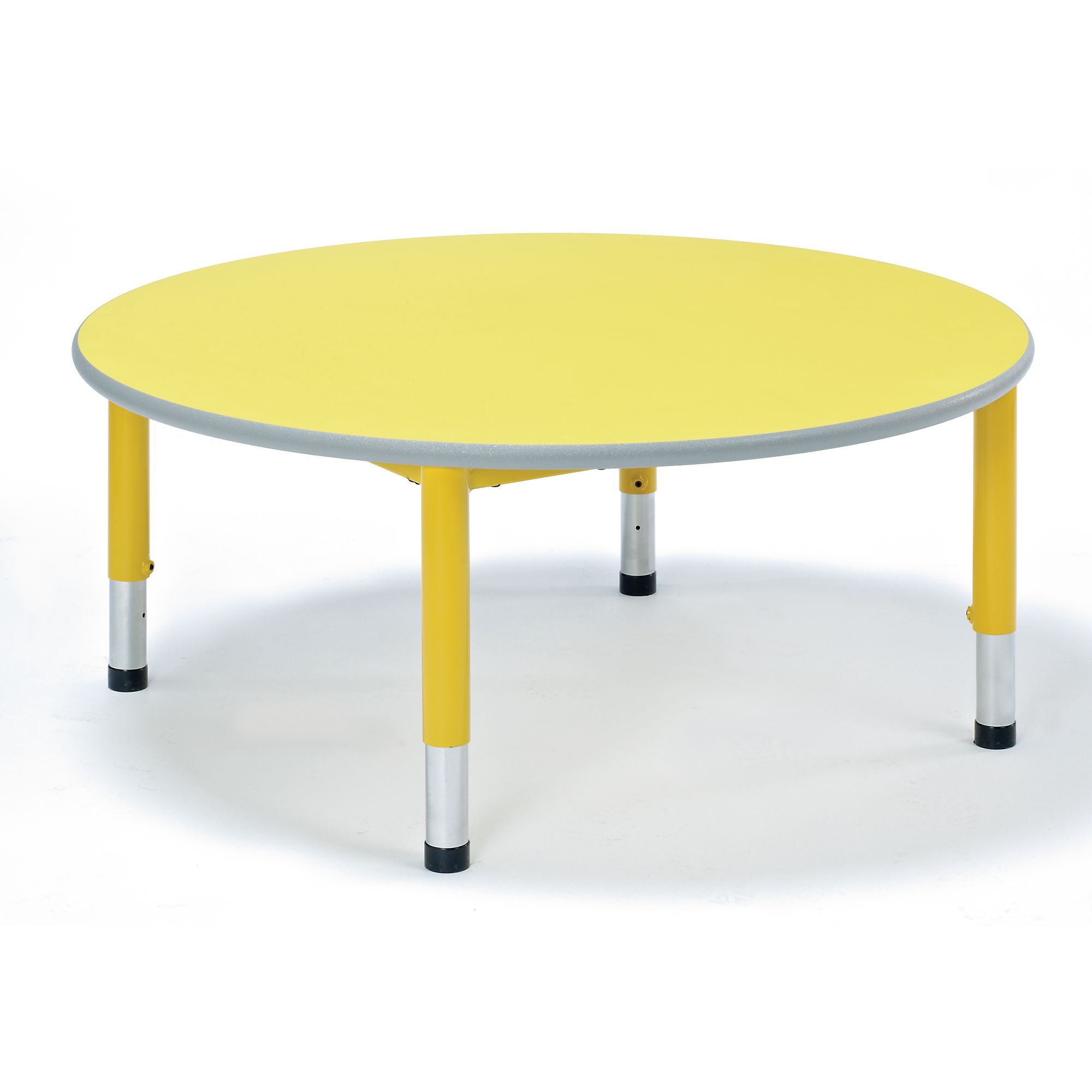 Harlequin Circular Height Adjustable Steel Classroom Table - 1050 x 400 to 640mm - Soft Blue
